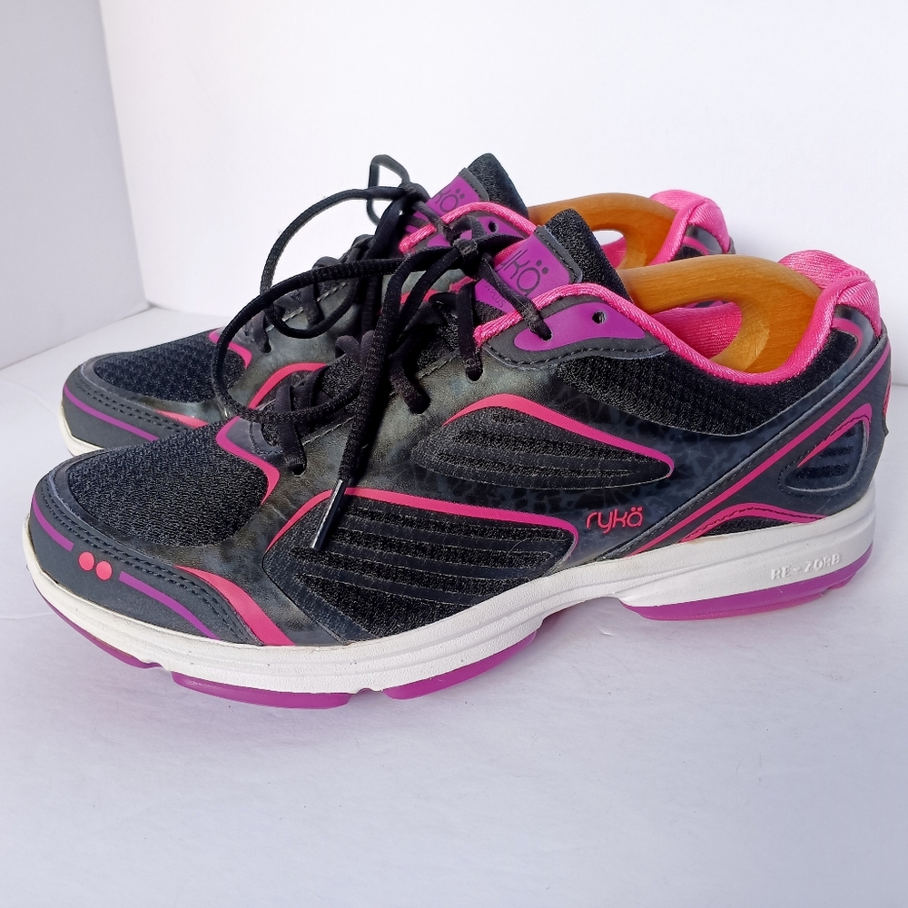 💜 Ryka Re-Zorb Sneakers Athletic Shoes Black Pink Purple Womens 7